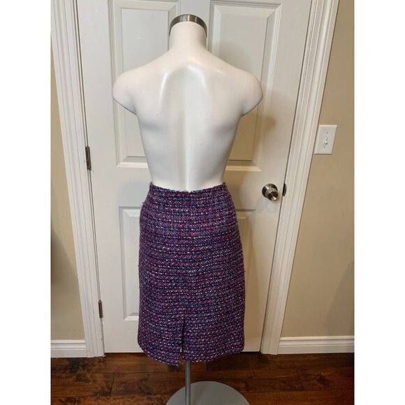 J. Crew Purple Pink Tweed Wool No. 2 Pencil Skirt, Size 8 - Picture 5 of 7